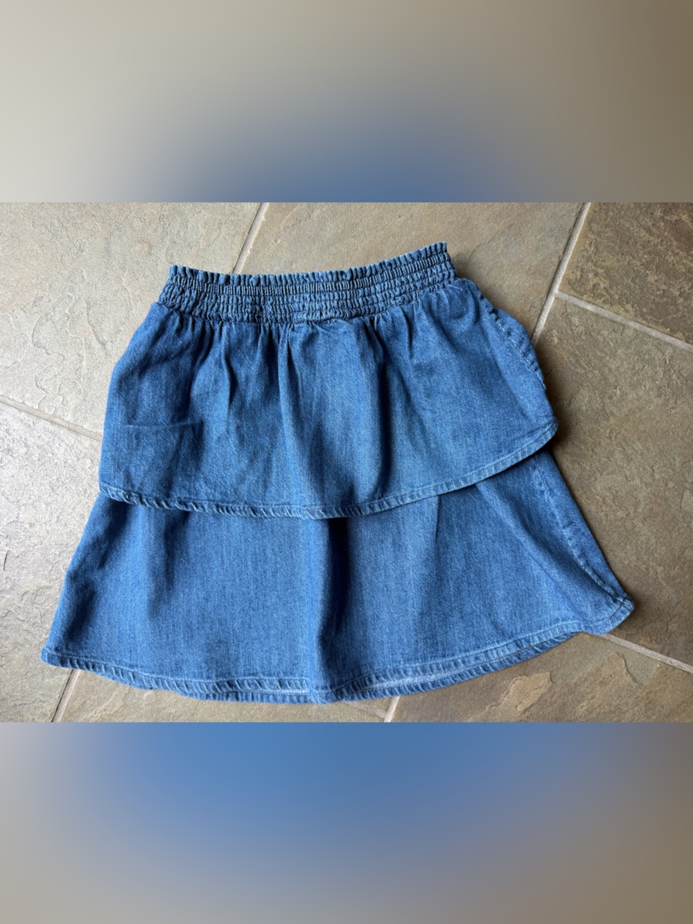 Mini Boden Girls Denim Tiered Skirt - Blue 10 11 12